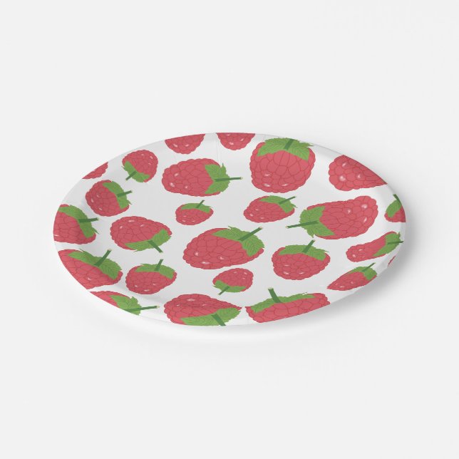 Raspberry Fruit Design Paper Plate (Angled)