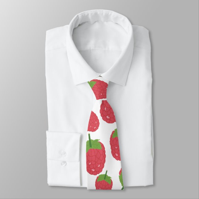 Raspberry Fruit Design Tie (Tied)