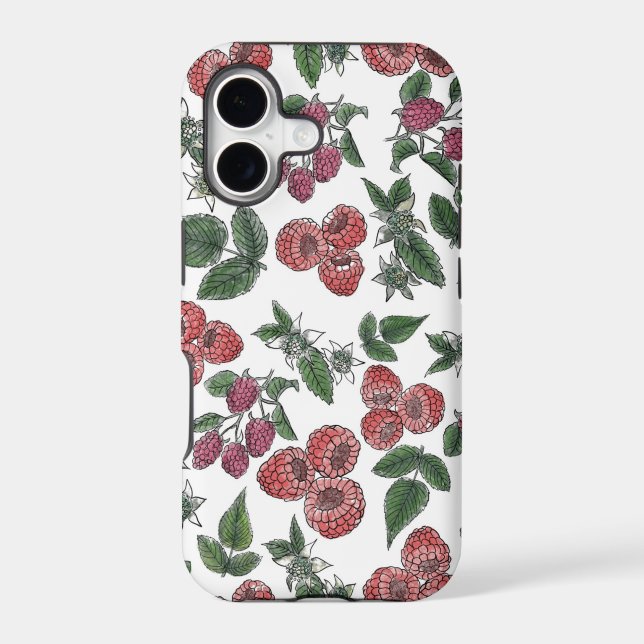 Raspberry Fruit Leaves Illustration Pattern (Back)