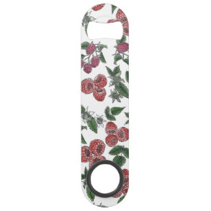 Raspberry Fruit Leaves Illustration Pattern