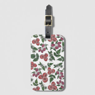 Raspberry Fruit Leaves Illustration Pattern Luggage Tag