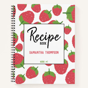 Raspberry Fruit Summer Pattern Recipe Cookbook Notebook
