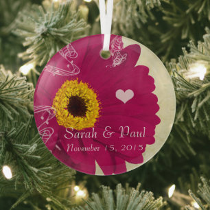 Raspberry Gerber Daisy Christmas Ornament