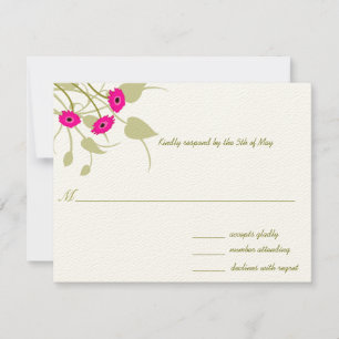 Raspberry Gerbers on Lime Wedding RSVP Card