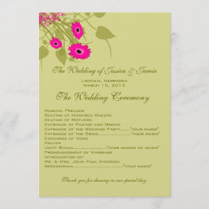 Raspberry Gerbers Wedding Program Programme