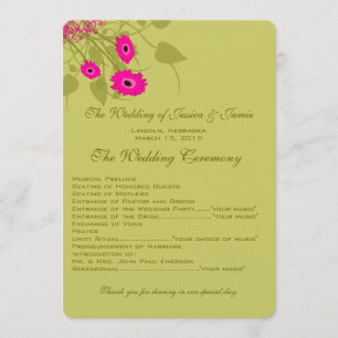 Raspberry Gerbers Wedding Program Programme
