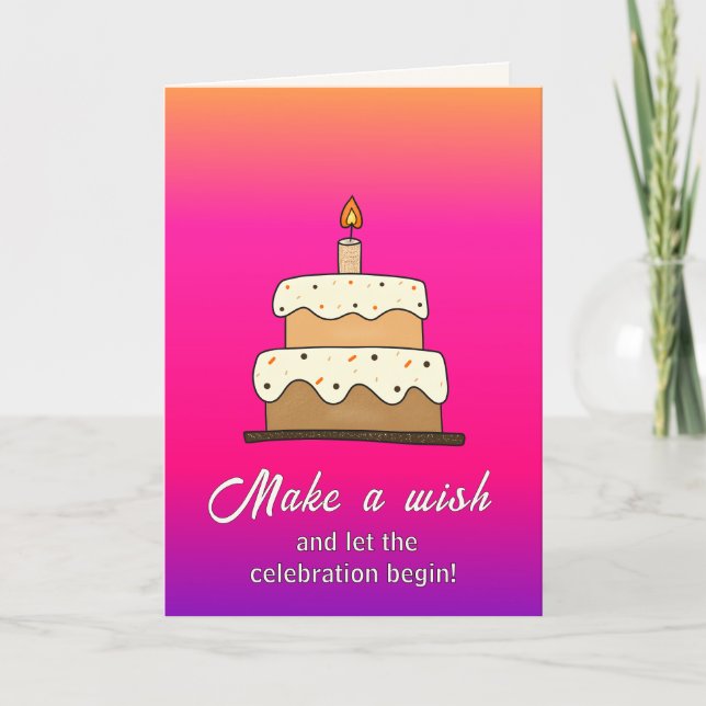 Raspberry Gradient Birthday Card (Front)