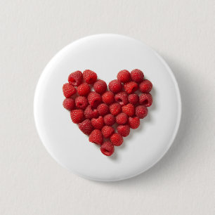 Raspberry Heart 6 Cm Round Badge