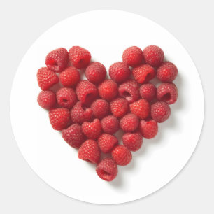 Raspberry Heart Classic Round Sticker