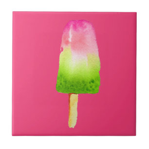 Raspberry ice-block pop art popsicle Summer Tile