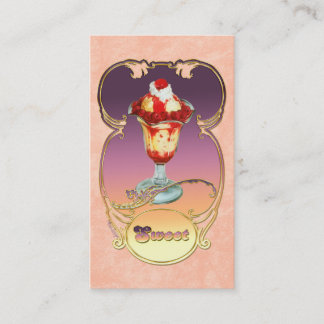 Raspberry Ice Cream Sundae Business Card