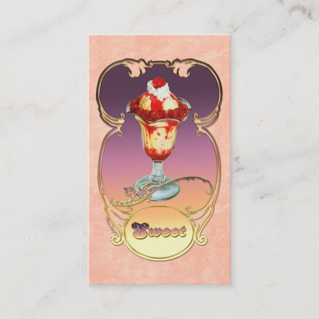 Raspberry Ice Cream Sundae Business Card (Front)