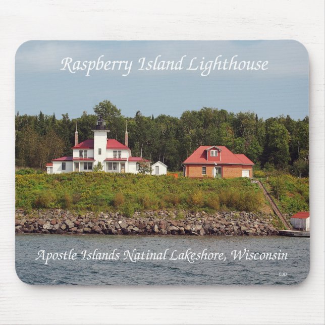 Raspberry Island Lighthouse Fog building mousepad (Front)