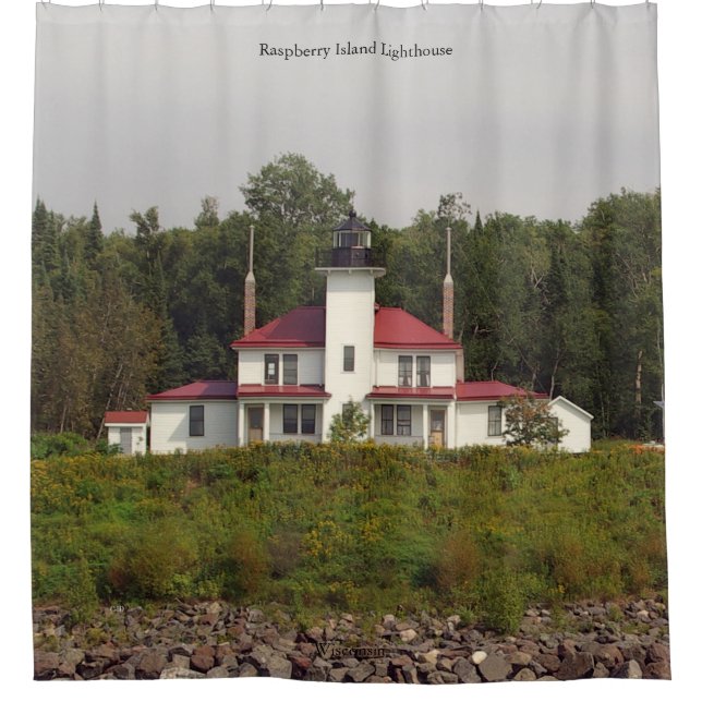 Raspberry Island Lighthouse Shower Curtain (Front)