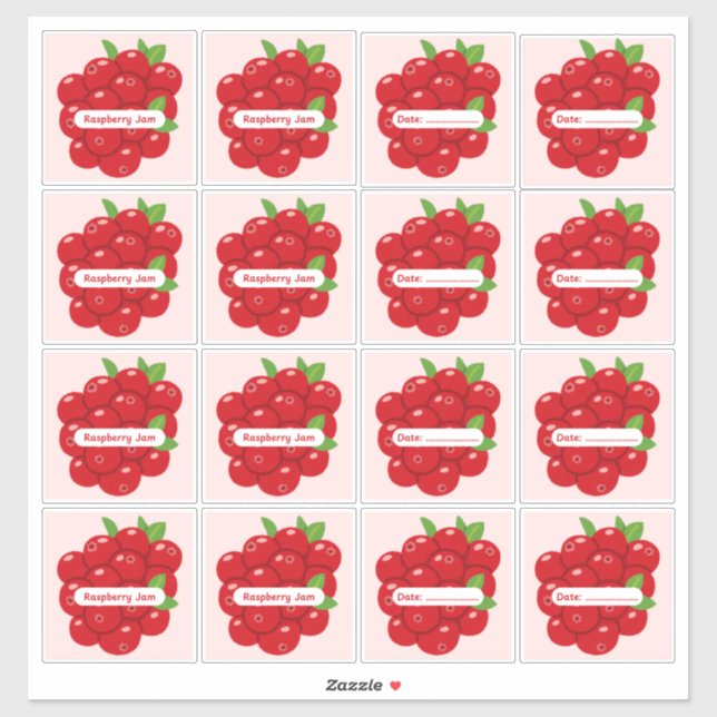Raspberry Jam Labels Custom Vinyl Sticker Sheet (Sheet)