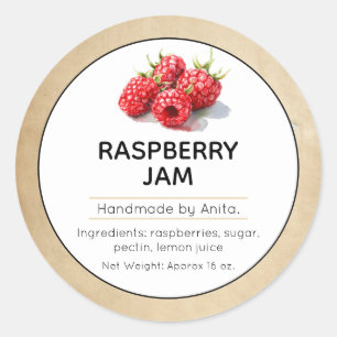 Raspberry Jam  or Jelly Canning Jar Label