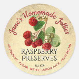 Raspberry Jelly Label Custom Vintage Illustration