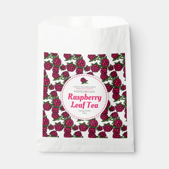 Raspberry leaf tea favour bags (Front)