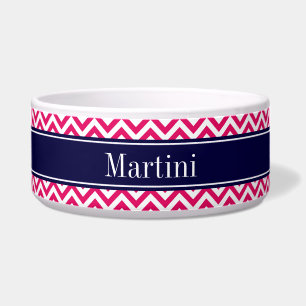 Raspberry Lg Chevron Navy Blue Name Monogram