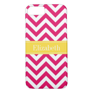 Raspberry Lg Chevron Pineapple Name Monogram Case-Mate iPhone Case