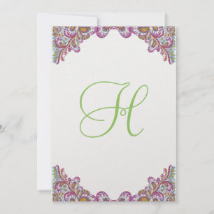 Raspberry & Lime on Ice Paisley Wedding Invitation