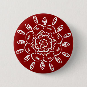 Raspberry Mandala 6 Cm Round Badge
