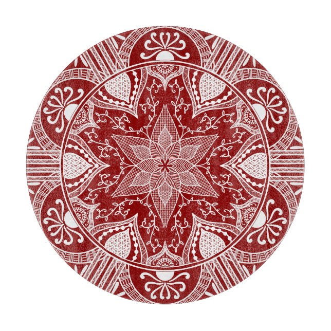 Raspberry Mandala Cutting Board (Front)