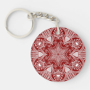 Raspberry Mandala Key Ring