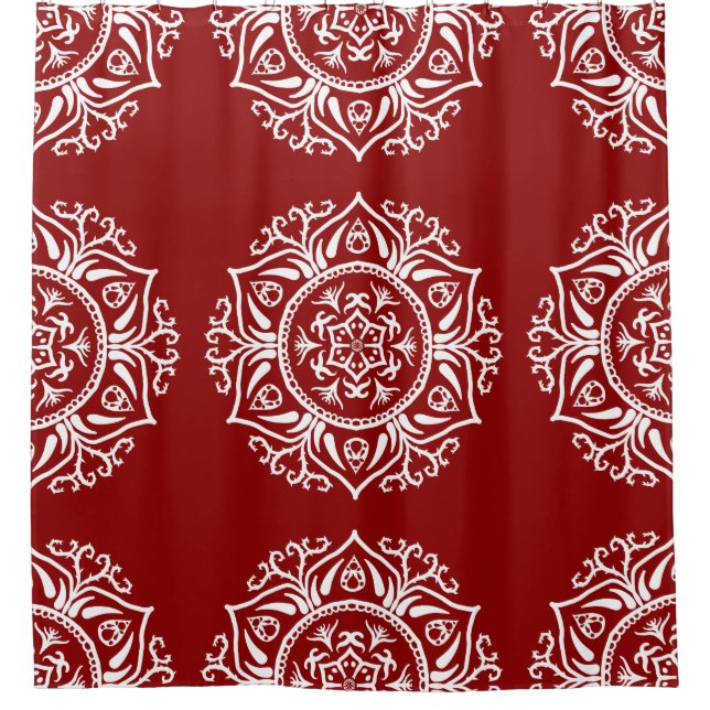 Raspberry Mandala Shower Curtain (Front)