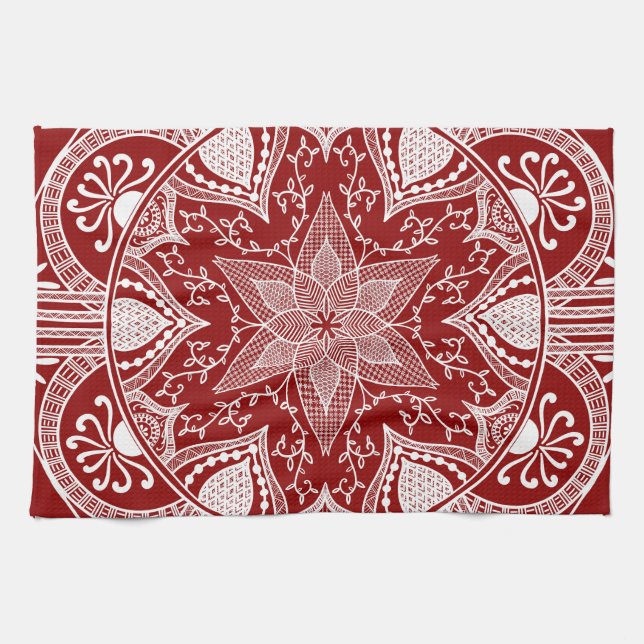 Raspberry Mandala Tea Towel (Horizontal)
