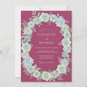 Raspberry Mint Peony Wedding Invitation