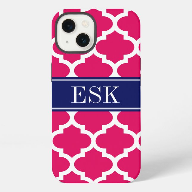 Raspberry Moroccan #5 Navy 5c ESK Monogram iPhone Case (Back)
