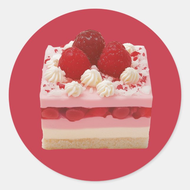 Raspberry Mousse Cake  Classic Round Sticker (Front)