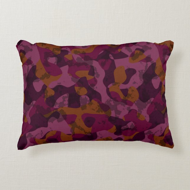 Raspberry, Mulberry, marron and nutmeg camo  Decorative Cushion (Front)