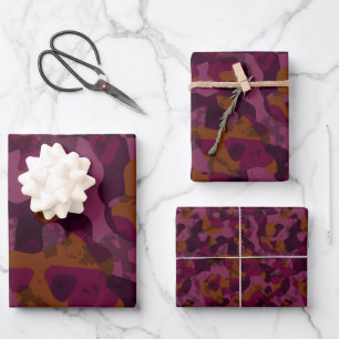 Raspberry, Mulberry, marron and nutmeg camo  Wrapping Paper Sheet