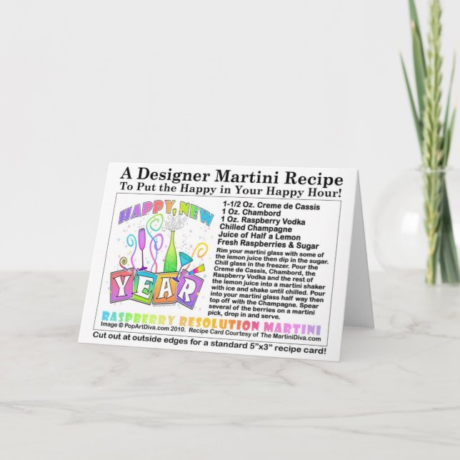 RASPBERRY New Year's MARTINI RECIPE CARD (Front)