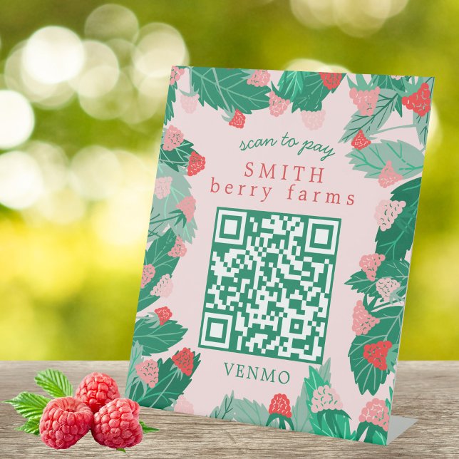 Raspberry Patch SCAN TO PAY CUSTOM QR Code  Pedestal Sign (Raspberry Patch SCAN TO PAY CUSTOM QR Code Pedestal Sign
)