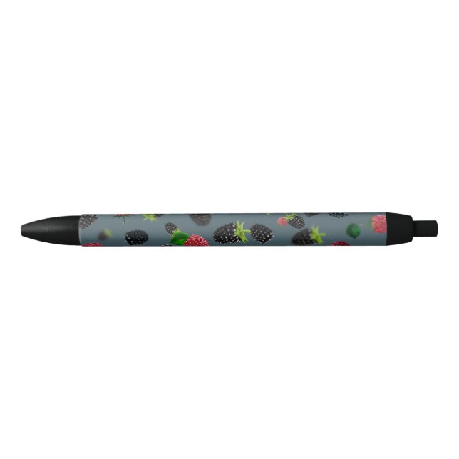 Raspberry Pattern 2 Black Ink Pen (Front)