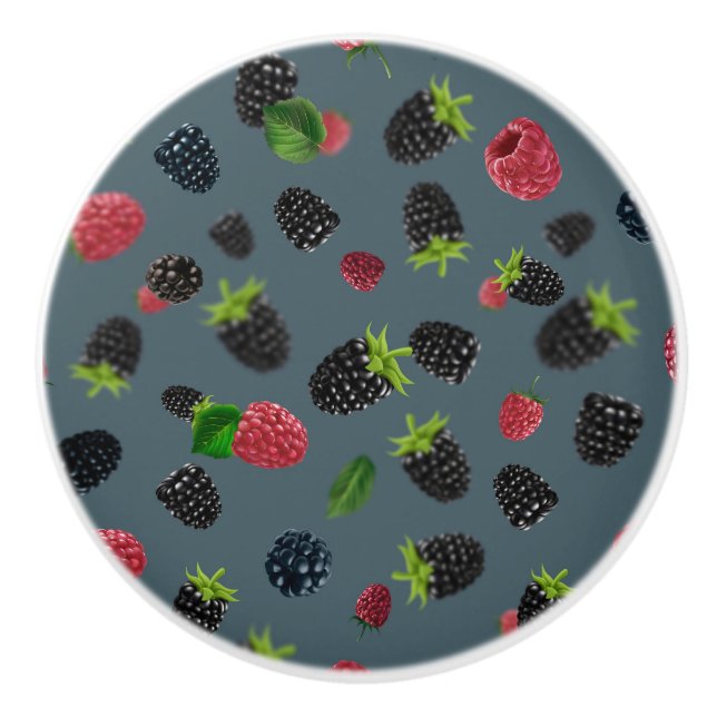 Raspberry Pattern 2 Ceramic Knob (Front)