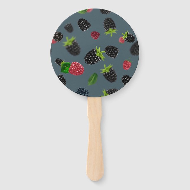 Raspberry Pattern 2 Hand Fan (Front)