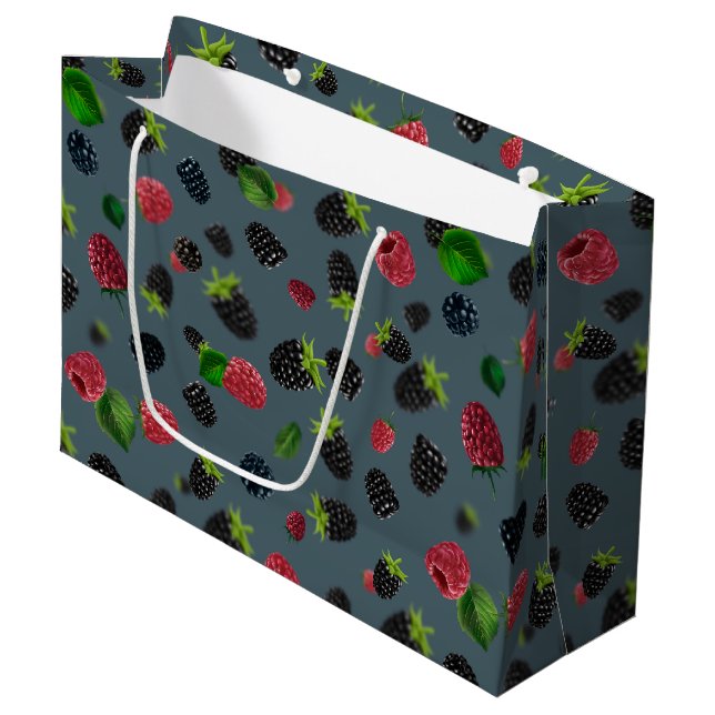Raspberry Pattern 2 Large Gift Bag (Front Angled)