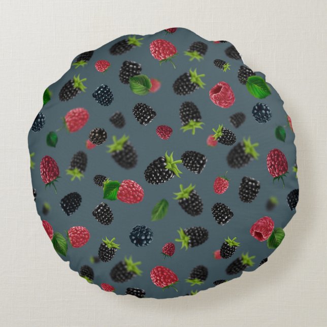Raspberry Pattern 2 Round Cushion (Back)