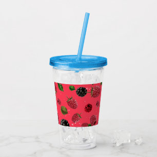 Raspberry Pattern Acrylic Tumbler