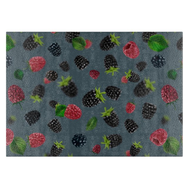 Raspberry Pattern Cutting Board (Front)