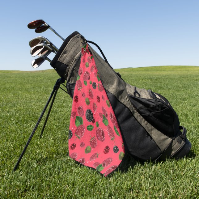 Raspberry Pattern Golf Towel (Green)