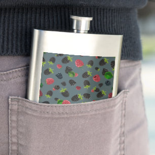 Raspberry Pattern Hip Flask