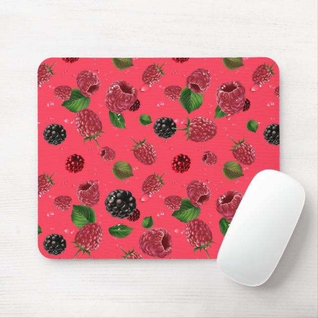 Raspberry Pattern Mouse Pad (With Mouse)