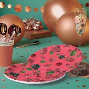Raspberry Pattern Paper Plate