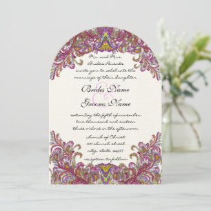 Raspberry Peacock Wedding Invitations
