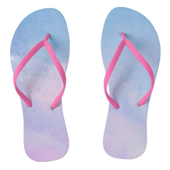 Raspberry Pink and Pastel Blue Jandals (Footbed)